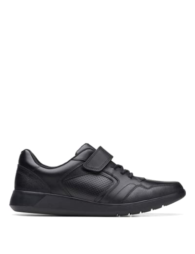 Kids Leather Riptape School Shoes CLARKS M S