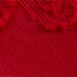 Cotton Jacquard V-Neck Midi Waisted Dress - red