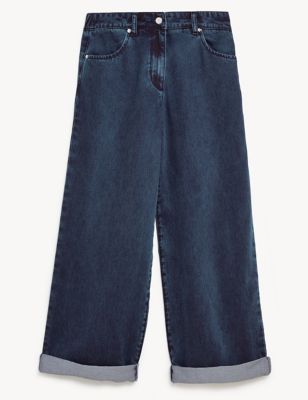 Pure Tencel™ Wide Leg Cropped Jeans