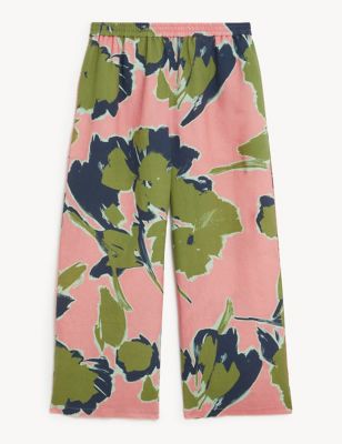 Pure Linen Leaf Print Trousers