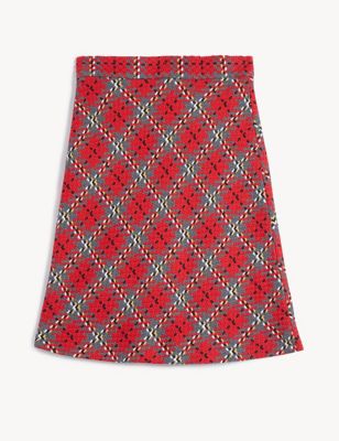 Textured Check Mini A-Line Skirt