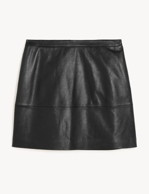 Leather Mini A-Line Skirt