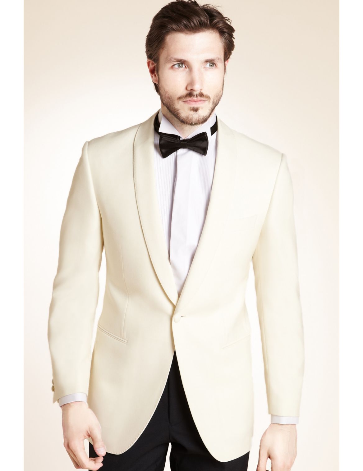 Wool Blend 1 Button Tuxedo Eveningwear Jacket White | Tanoodle