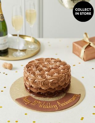 Personalised Piped Shimmering Rose Chocolate Cake (Serves 20)