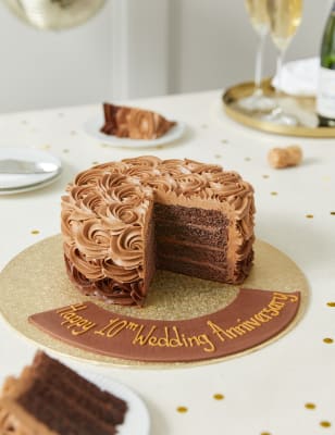 Personalised Piped Shimmering Rose Chocolate Cake (Serves 20)