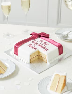 Personalised Celebration Sponge Cake with Burgundy Ribbon (Serves 30)