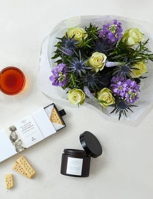 Thinking of you Bouquet, Shortbread & Candle Gift