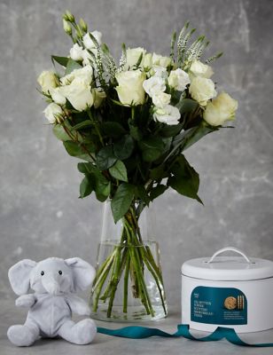 New Baby Bouquet, Shortbread & Toy Gift