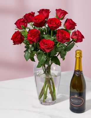 Valentine's Red Roses & Prosecco Gift (Delivery from 9th February 2022)