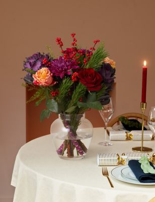 Christmas Jewel Rose & Brassica Bouquet