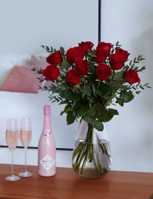Dozen Freedom™ Roses & Prosecco Bundle (Delivery from 9th February 2022)