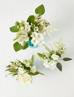 Ready To Arrange Flowers with Blue Bud Vase Trio (Delivery from 7th June 2022)