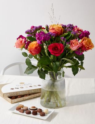 Rose Abundance Bouquet with Grow Your Own Sunflowers Brick