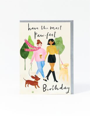 Paw-fect Dog Walk Contemporary Birthday Card