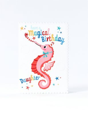 Scalloped Edge Seahorse Birthday Card For Daughter