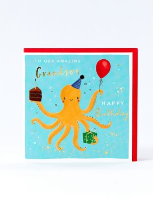 Grandson Amazing Octopus Birthday Card