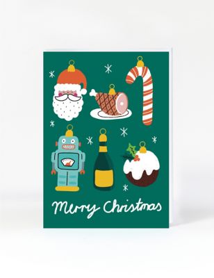 Contemporary Baubles Christmas Card