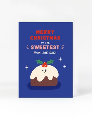 Mum & Dad Pudding Christmas Card