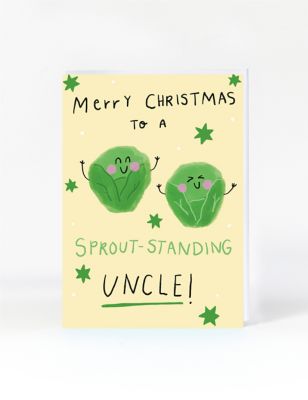 Sprout-standing Uncle Christmas Card
