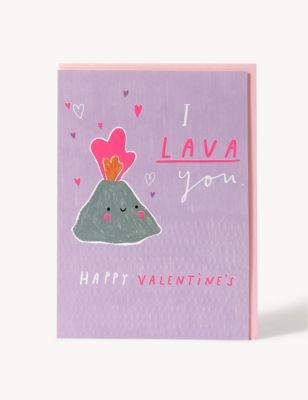 Lava You Volcano Valentine's Card