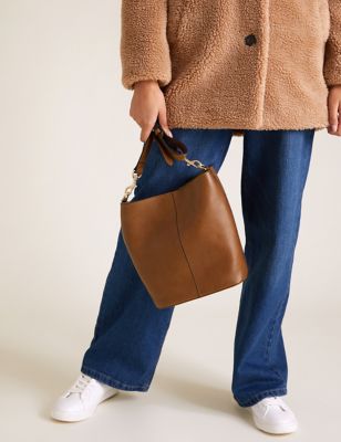 M&S Womens Leather Bucket Bag