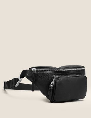 M&S Womens Faux Leather Zip Detail Bum Bag