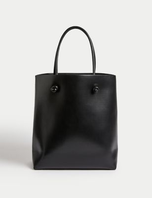 M&S Women's Faux Leather Tote Bag - Black, Black