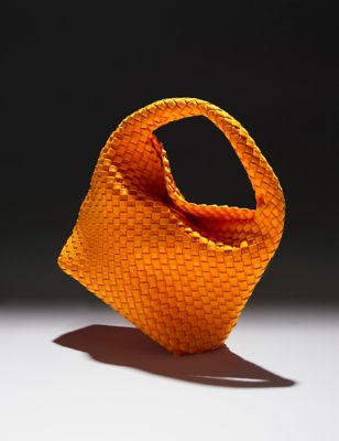 M&S Women's Woven Braided Grab Bag - Orange, Orange