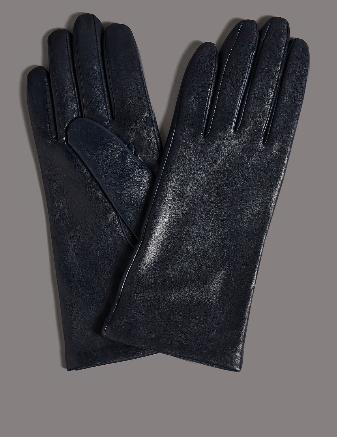 Cashmere Lined Leather Gloves navy