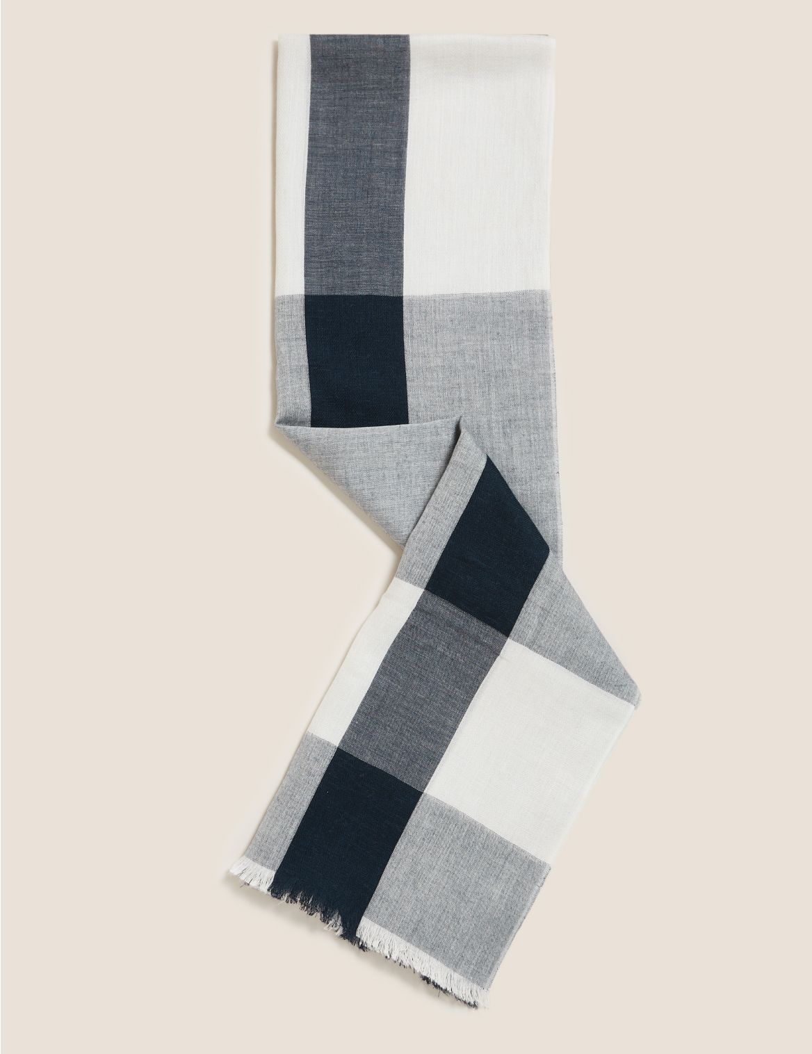 Checked Scarf navy