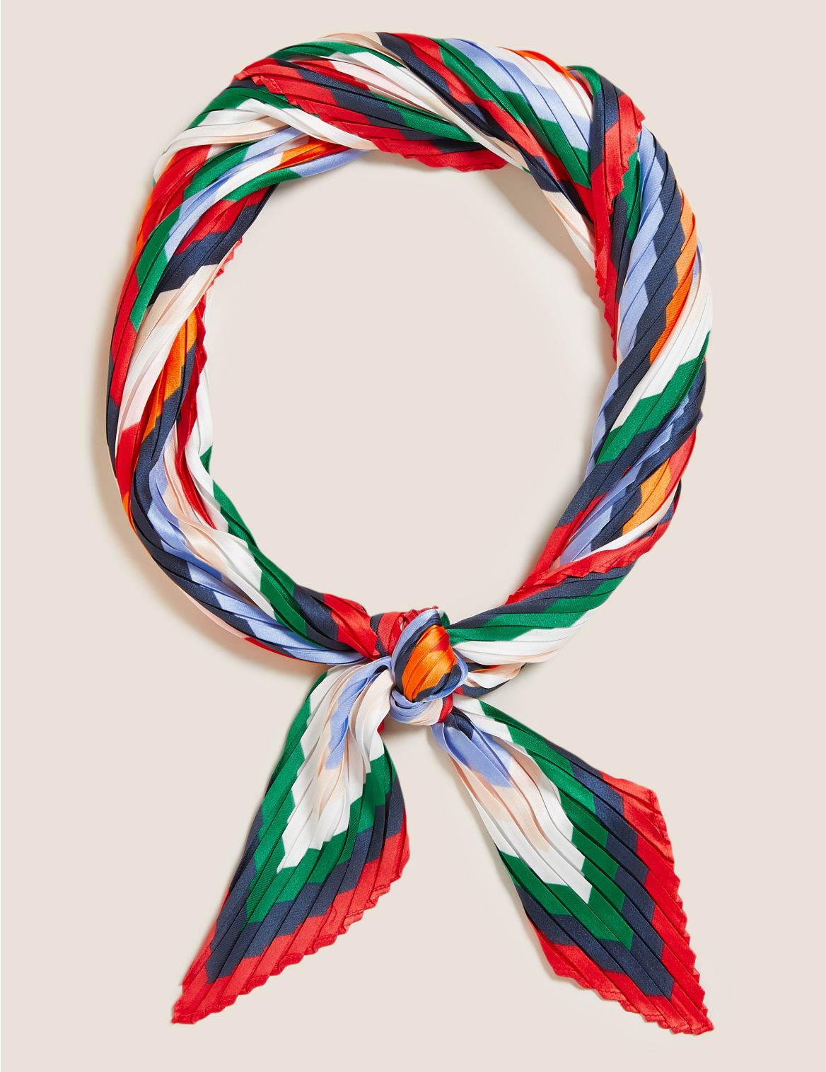 Printed Striped Pleated Neckerchief multi-coloured