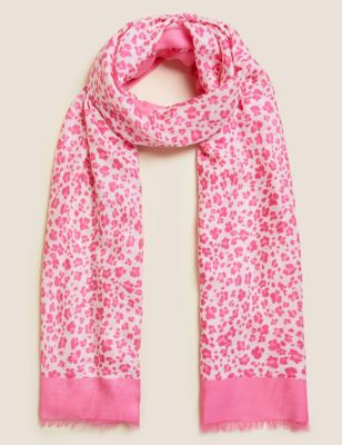 M&S Womens Printed Scarf With Modal