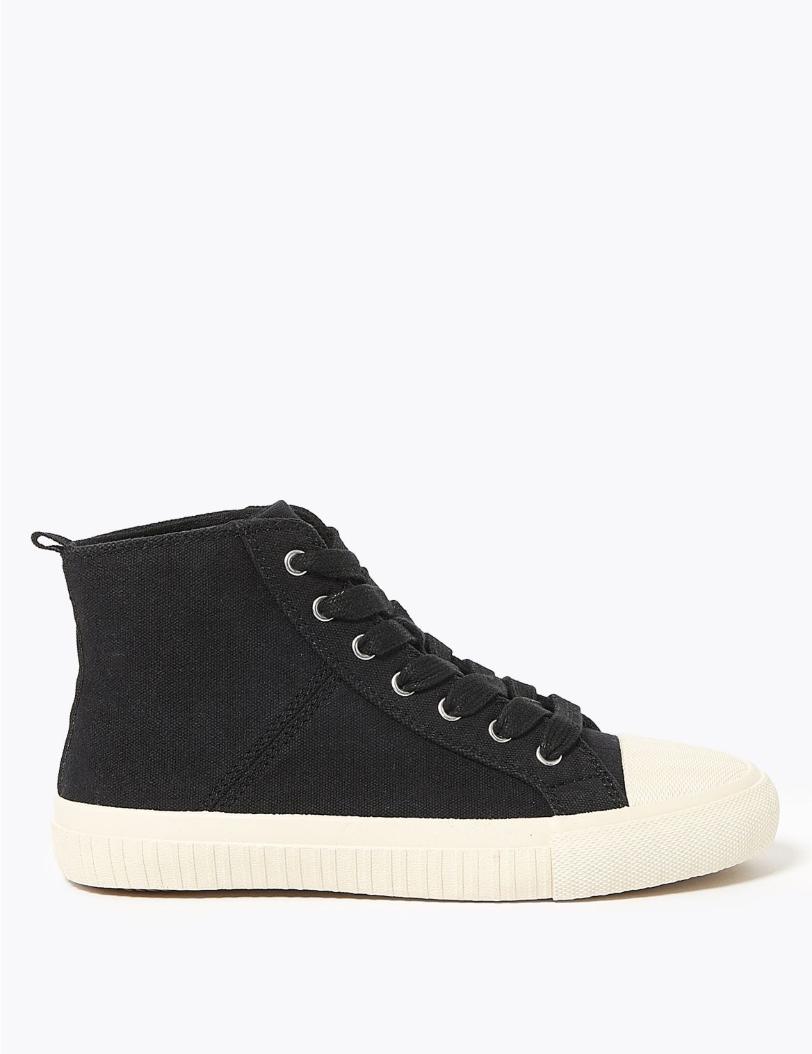 Canvas Lace Up High Top Trainers black