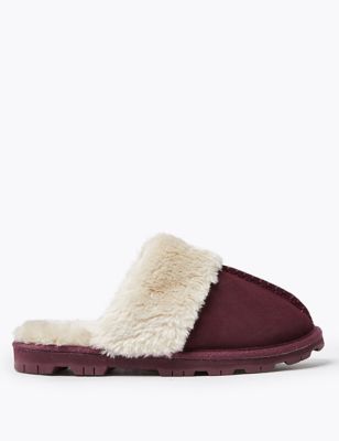 M&S Womens Suede Mule Slippers