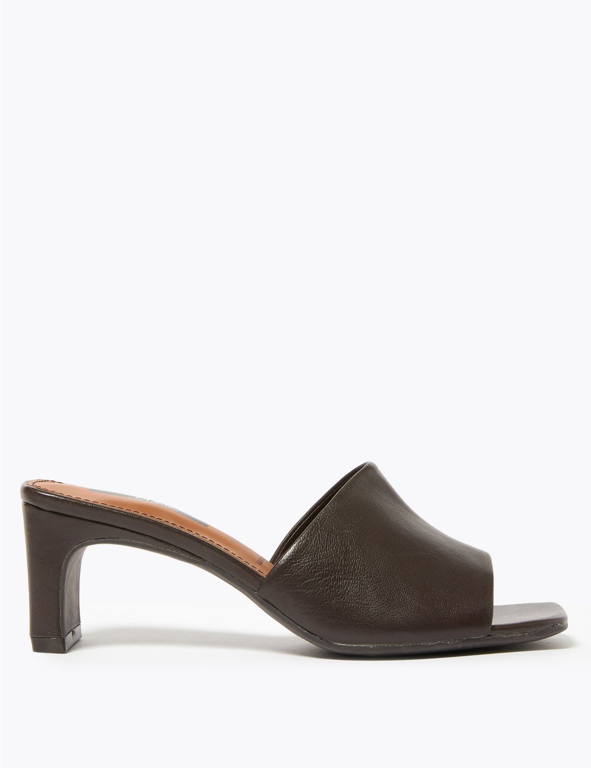 Leather Open Toe Mules brown