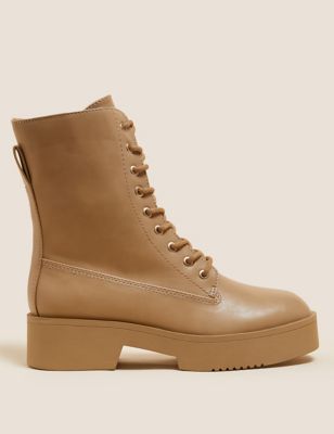M&S Womens The Chunky Lace-Up Ankle Boots