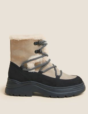 M&S Womens Water Repellent Chunky Winter Boots