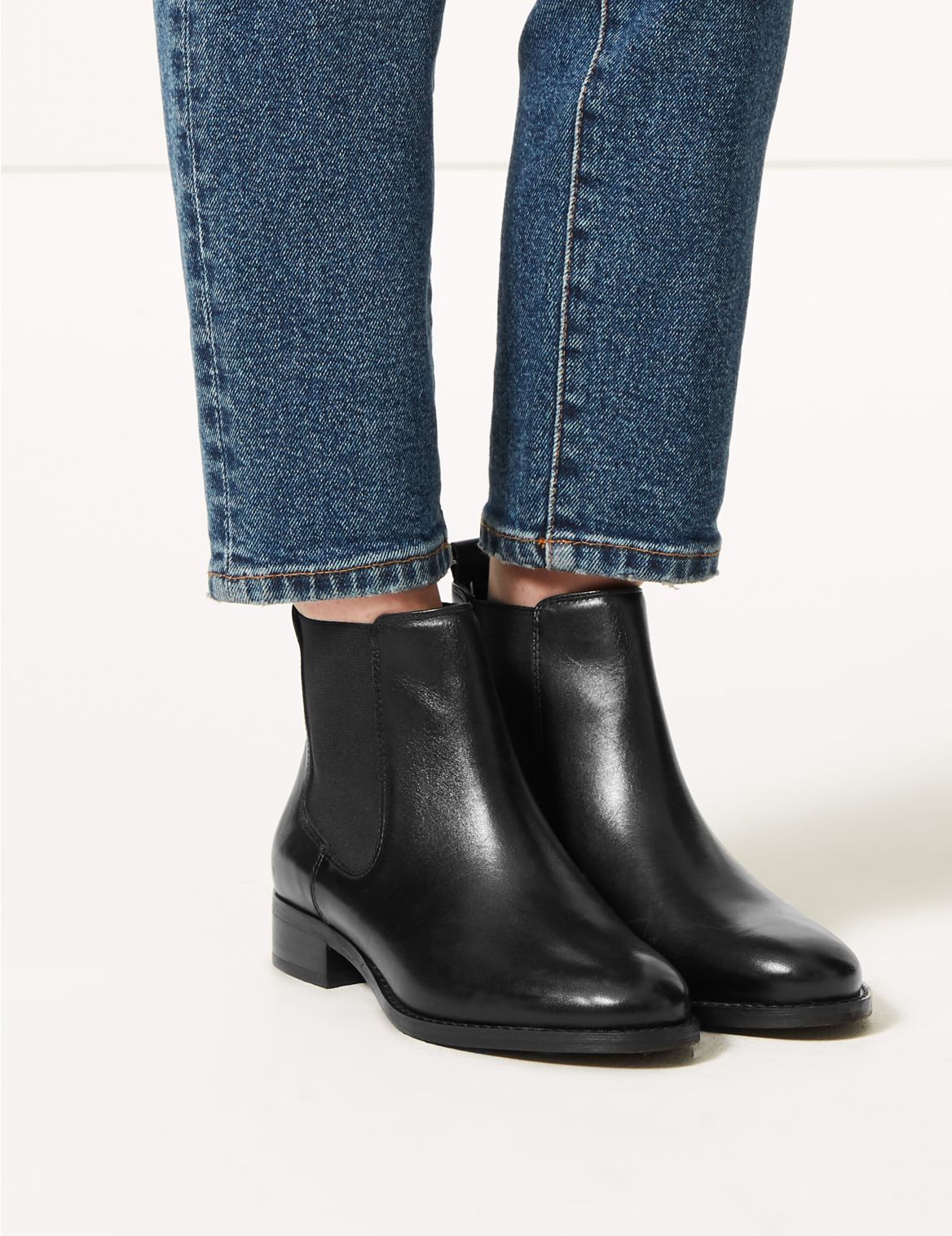 Leather Chelsea Ankle Boots Black