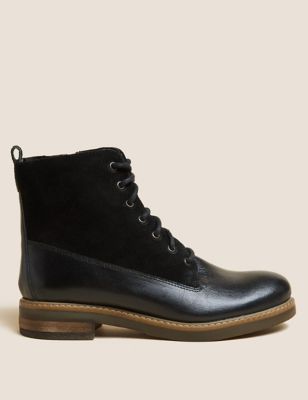 M&S Womens Leather Lace-up Ankle Boots