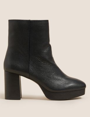 M&S Womens Leather Platform Ankle Boots