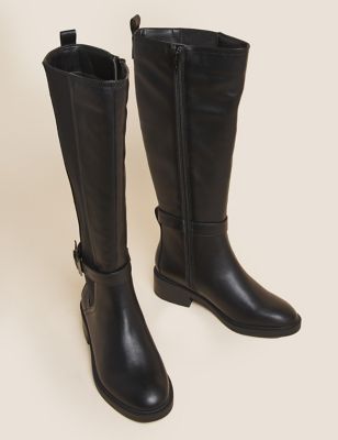 M&S Womens Buckle Knee High Boots