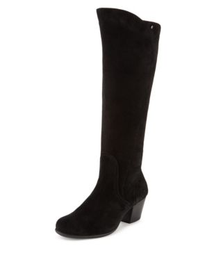 Footglove Suede Wide Fit Knee Boots With Stretch Zip | Snapcat