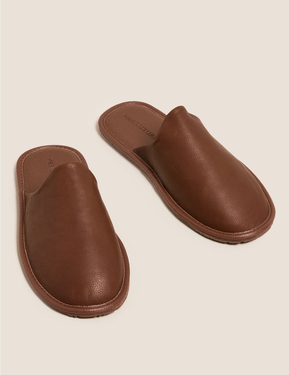 Leather Mule Slippers with Freshfeet&trade; brown