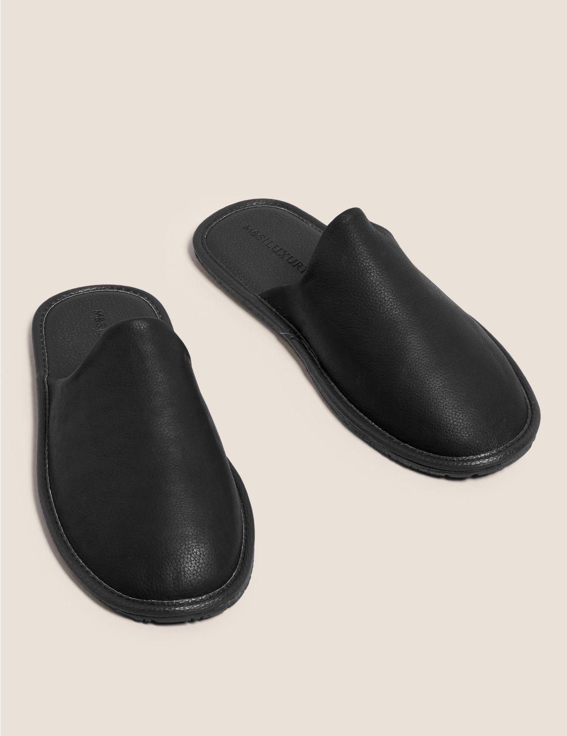 Leather Mule Slippers with Freshfeet&trade; black