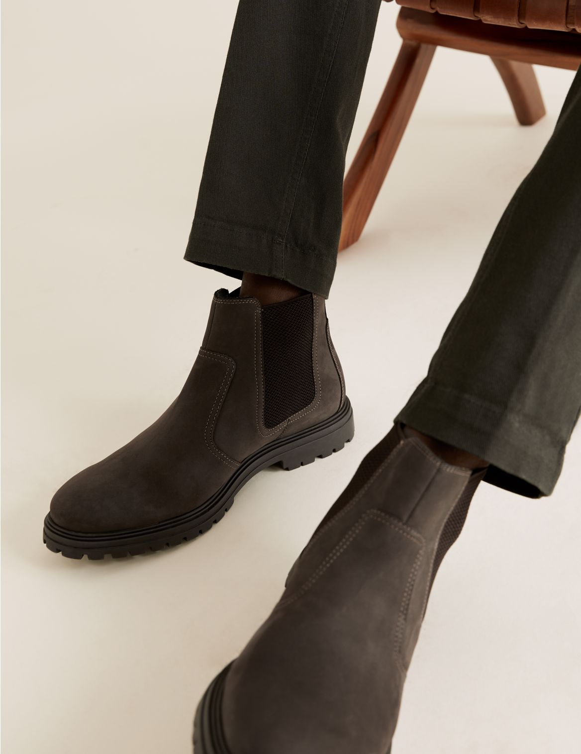 Leather Pull-On Chelsea Boots brown