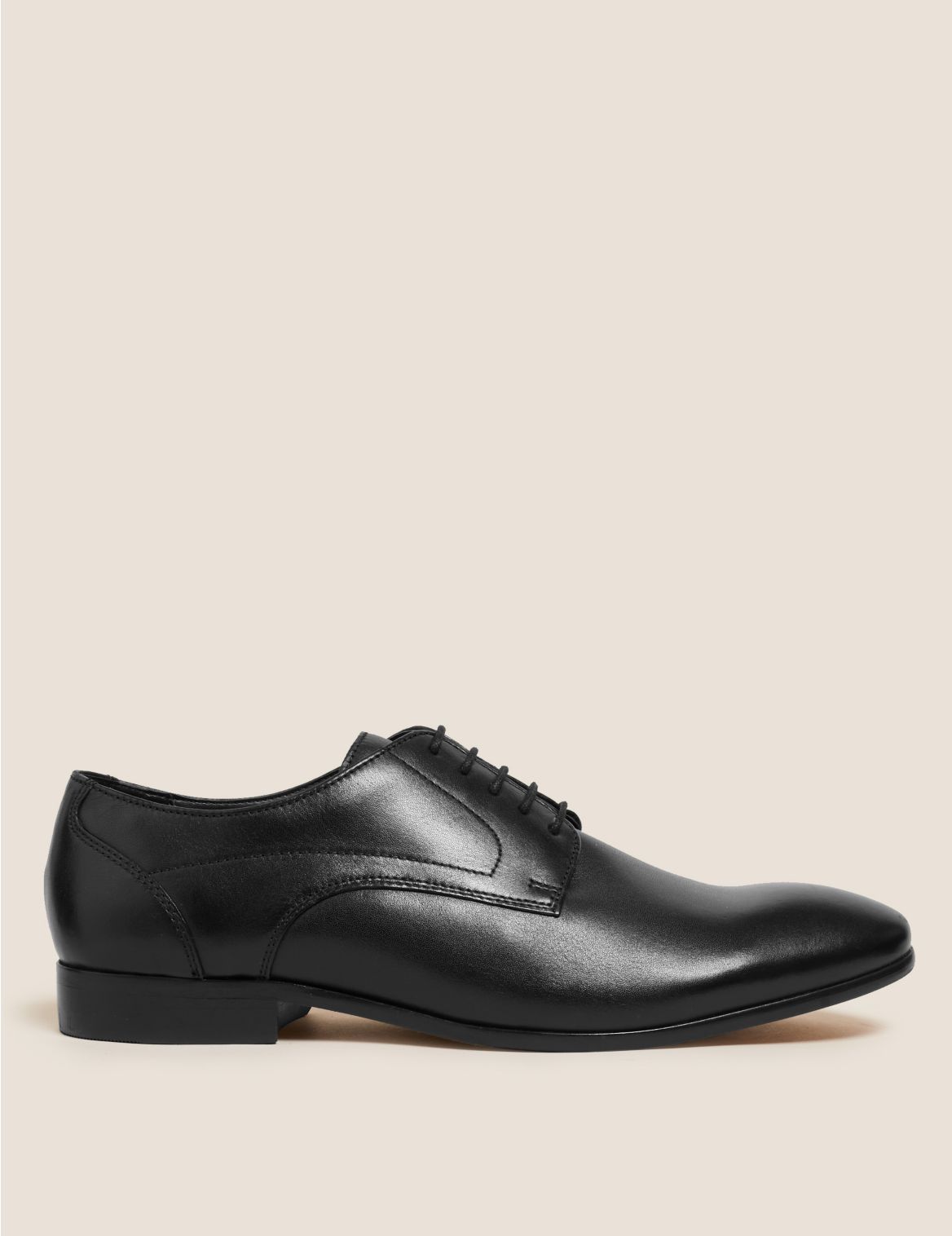 Leather Almond Toe Derby Shoes black