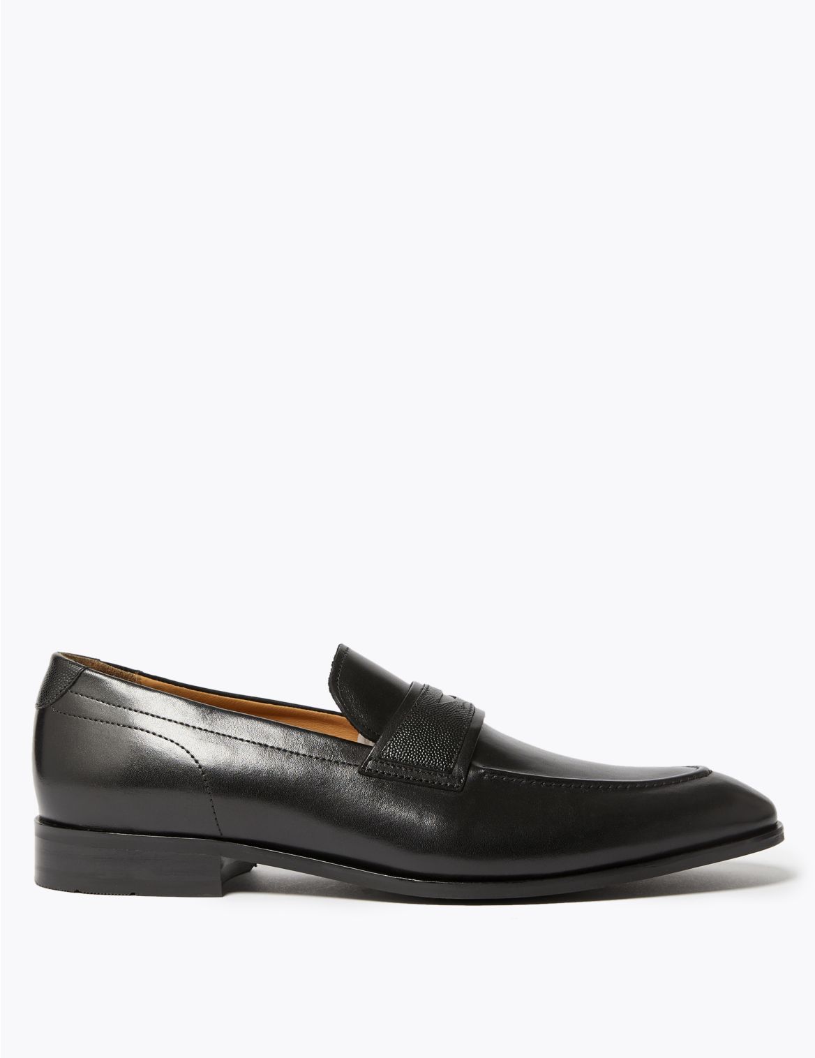 Leather Slip-On Loafers black
