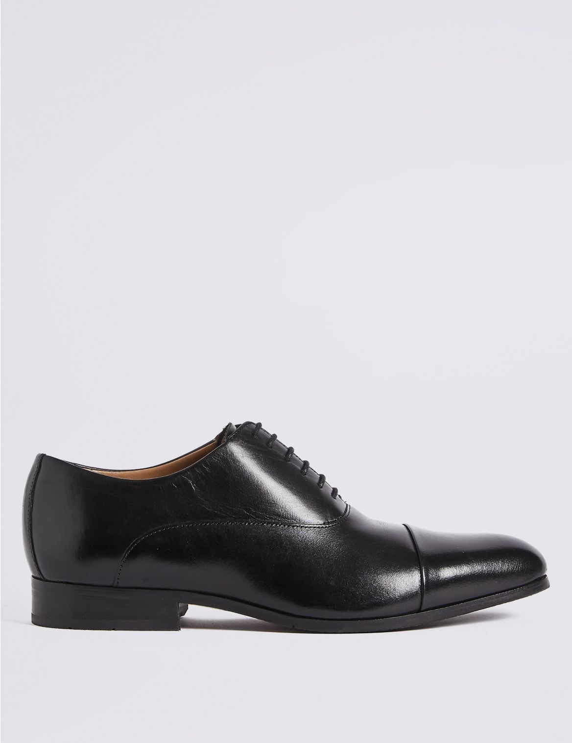 Wide Fit Leather Oxford Shoes black