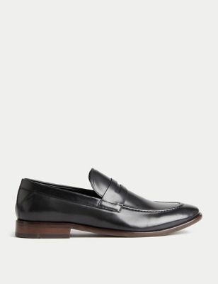 M&S Mens Leather Slip-On Loafers - 6 - Black, Black,Brown