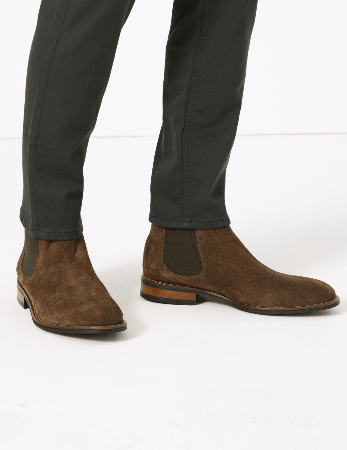Big & Tall Suede Chelsea Boots brown